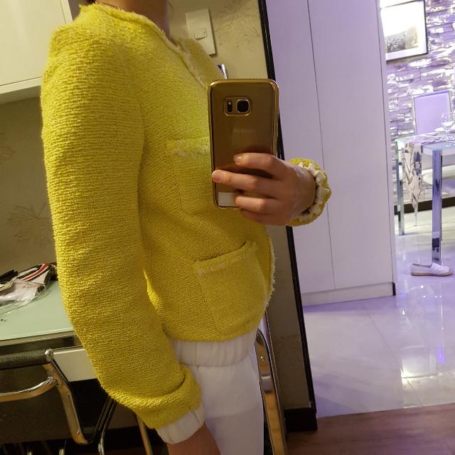 Zara yellow top tweed jacket