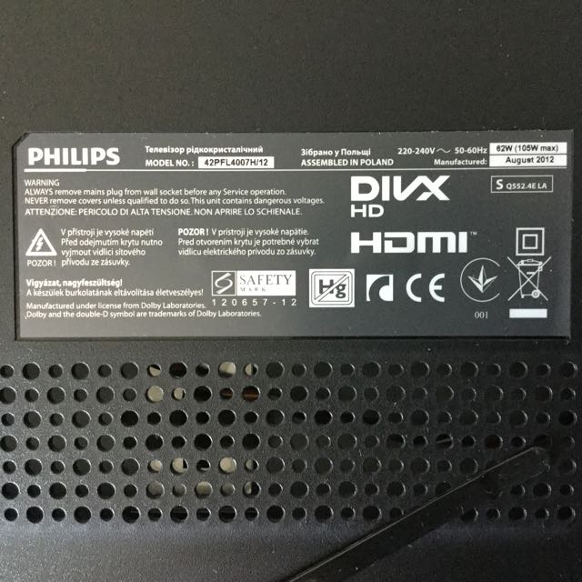 Philips 42" LCD TV - 42PFL4007H/12, TV & Home Appliances, TV ...