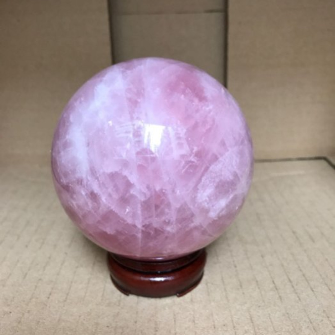 天然粉水晶球粉晶球直徑10cm重1254g(不含底座重量)實物拍攝最