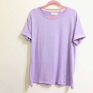 송곳니 Korea 粉嫩 薰衣草紫 T-shirt 短袖 上衣 人氣女孩色