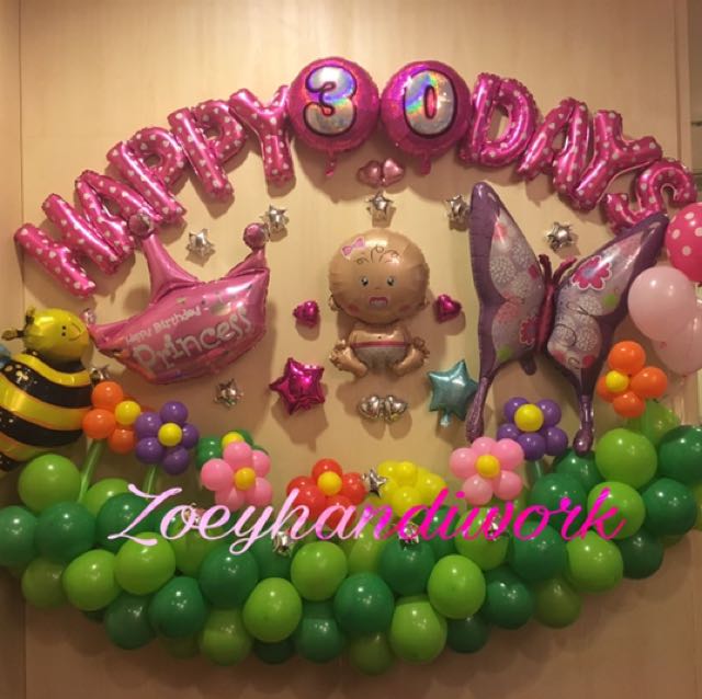 Baby Full Month Celebration Balloon Wall Decorations Babies