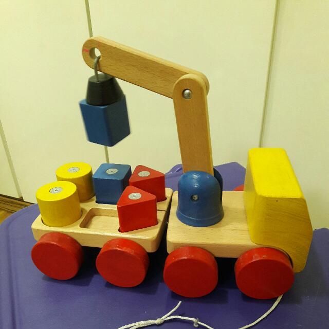 Ikea Pullalong Wooden Truck With Blocks, Hobbies & Toys, Toys