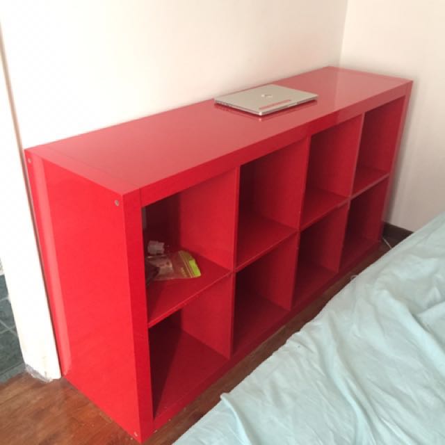 Ikea Red Bookshelf Storage Unit Furniture Shelves Drawers On