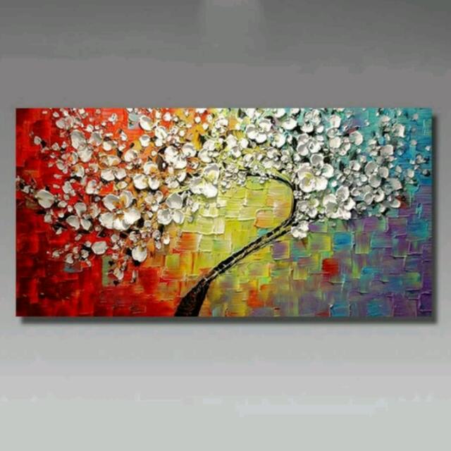 Knife Oil Painting 3d Flowers Tree Rainbow Landscape Painting
