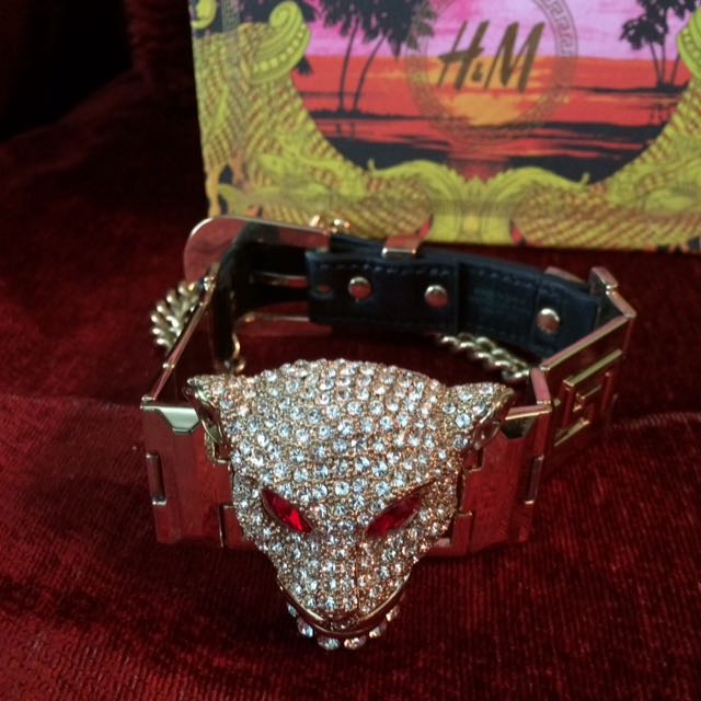 H\u0026M Versace Panther Leather Choker 