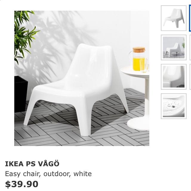 White Ikea Outdoor Chair Furniture Tables Chairs On Carousell