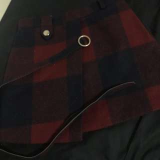 酒紅色格紋氣質窄裙