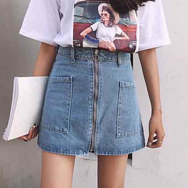 525 Tumblr Denim Aline Zip Down Skirt Women S Fashion Clothes