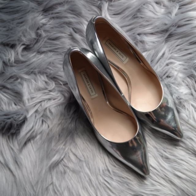 charles and keith silver shoes