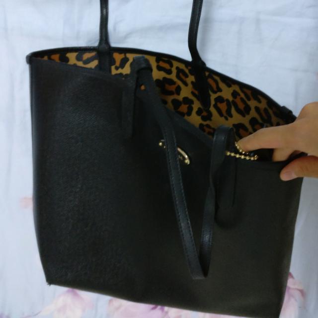 coach leopard reversible tote