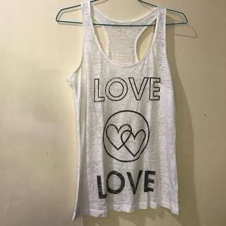 Forever 21 White Love Tank Top