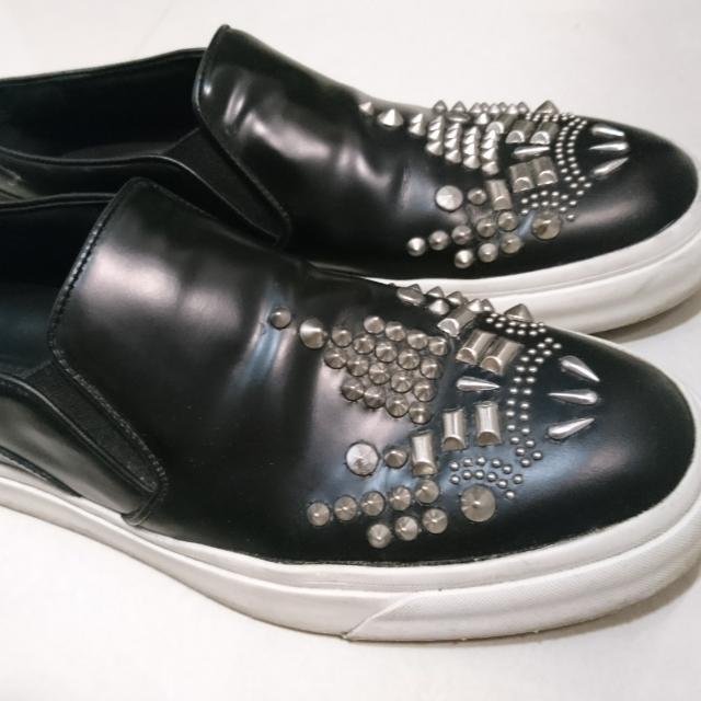 mens black leather slip on sneakers