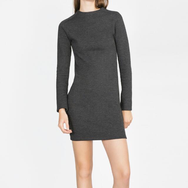 grey knitted dress zara