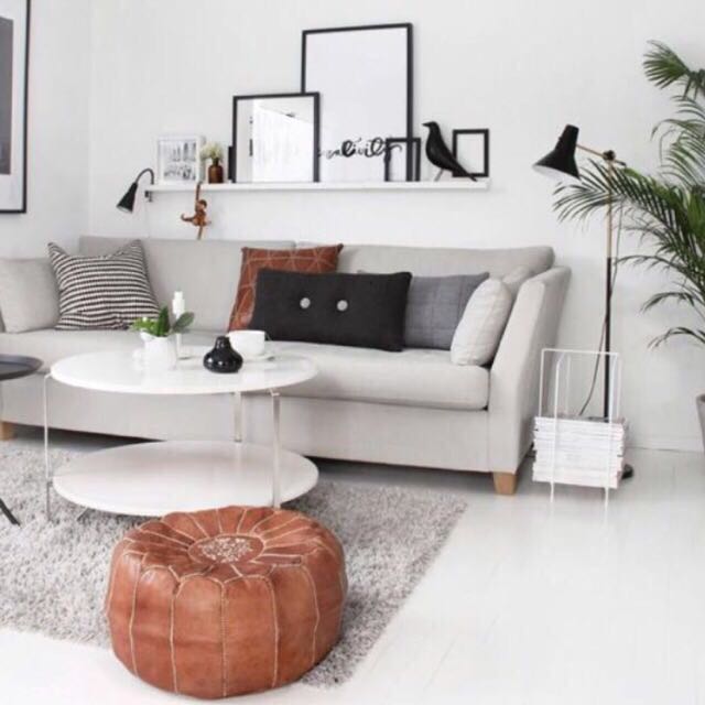 Tan Leather Moroccan Poufs Furniture Home Decor On Carousell