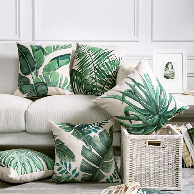 leaf print cushions
