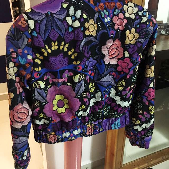 ASOS Purple Floral Printed Cropped Bomber Jacket Women s Fashion Coats Jackets and Outerwear on Carousell