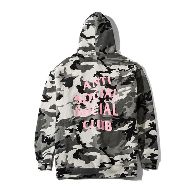 Authentic Antisocial Social Club ASSC Not Gildan Snow Camo Hoodie Men s Fashion Tops Sets Hoodies on Carousell