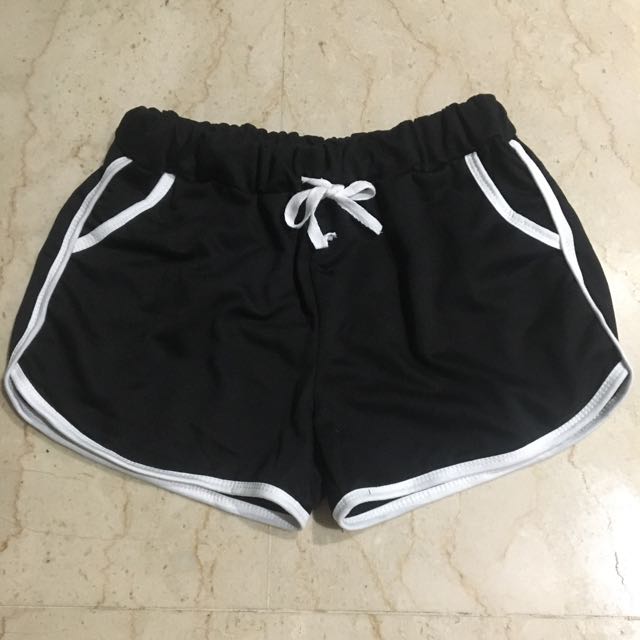 womens black sweat shorts