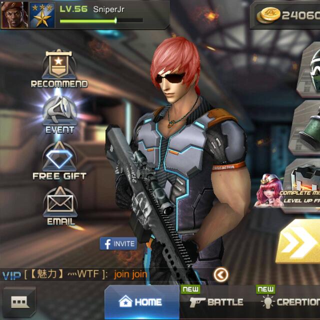 Crisis Action Account With Rare Name Good Guns Level 56 With