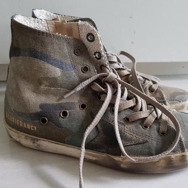 GGDB Golden Goose Deluxe Brand Francy Camo Military High Top Sneakers Shoes  Platform Hidden Wedge, Women's Fashion, Footwear, Flipflops and Slides on  Carousell
