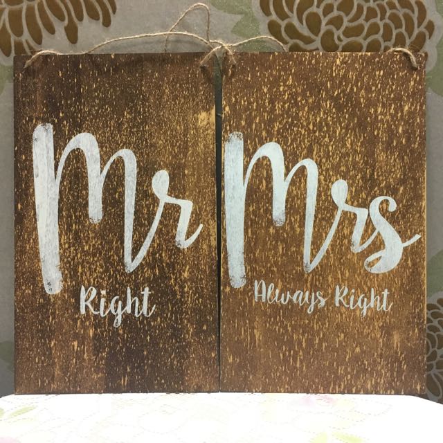 (rent) Wedding Decorations - typo MR and MRS sign board, Hobbies & Toys ...
