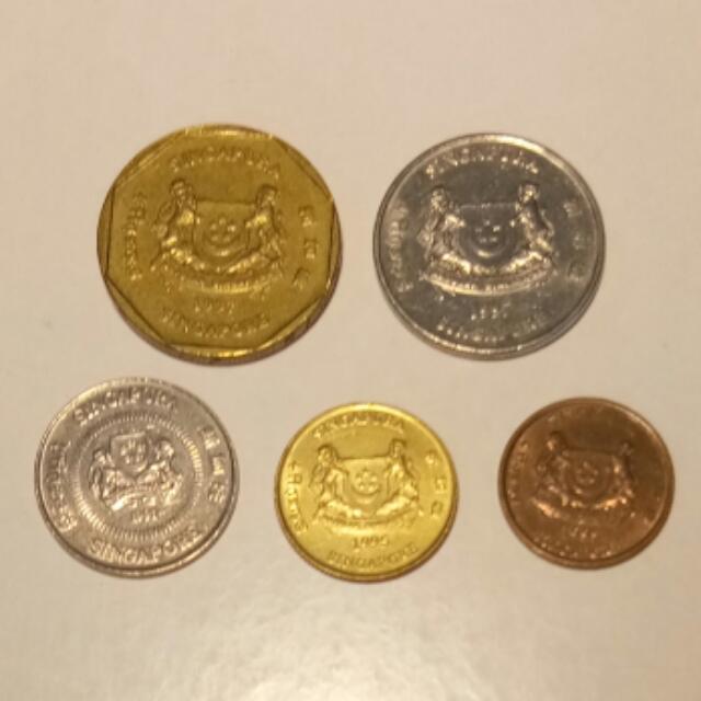 Singapore 5 Coin Currency Money Syiling Lama 1 Dollar 20 Cents 10 Cents 5 Cents 1 Cent Antiques Currency On Carousell