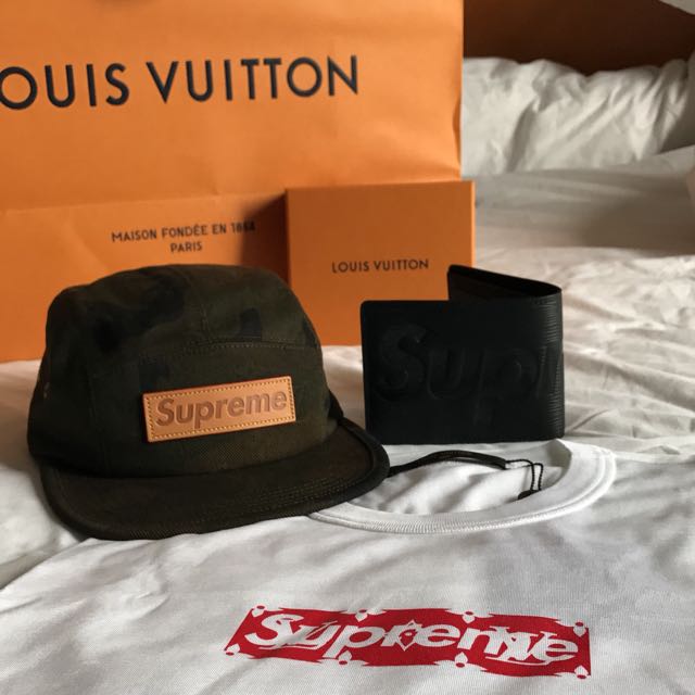Supreme LV Camo Monogram Camp Hat, Men's Fashion, Watches & Accessories,  Caps & Hats on Carousell