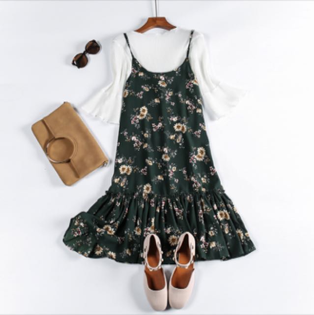 floral fishtail midi dress
