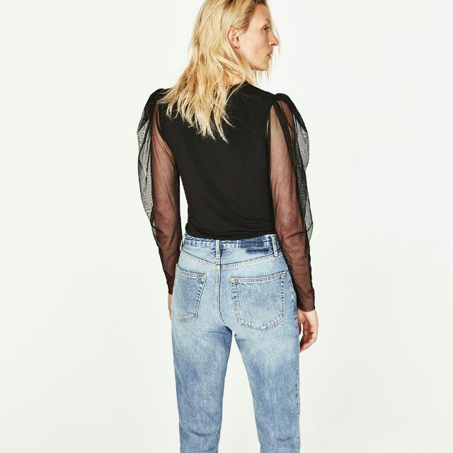 Zara Puff Sleeves Bodysuit, Women's Fashion, Tops, Sleeveless on Carousell