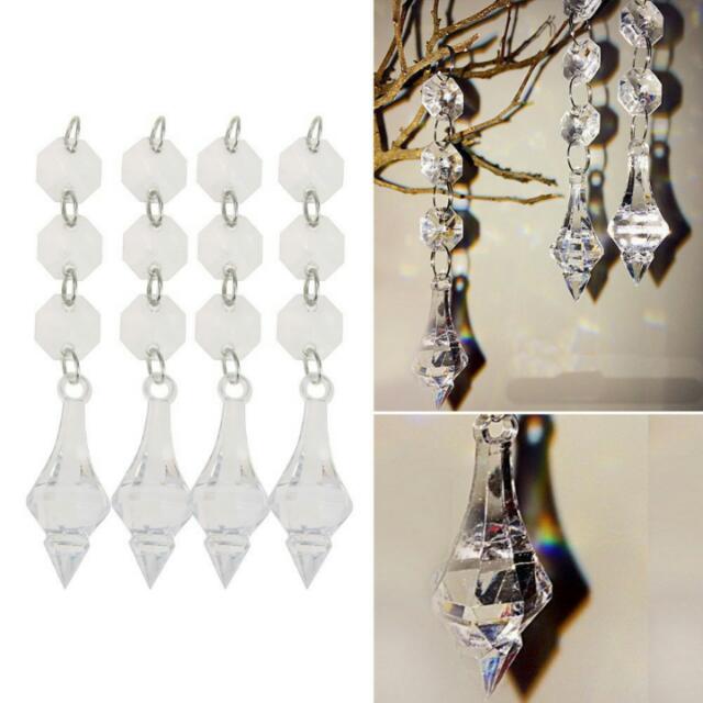 10pcs Acrylic Crystal Clear Beads Garland Chandelier Hanging Wedding Party Decor