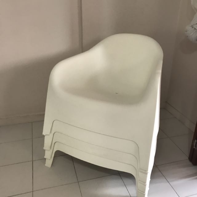 4 Big White Plastic Chairs From IKEA