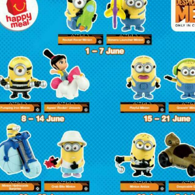 despicable me 3 mcdonald's toys