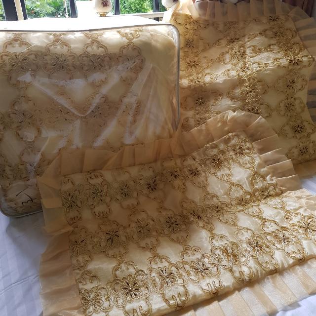 Gold Embroidery/Beaded Bed Linens For Wedding / Occassion, Furniture