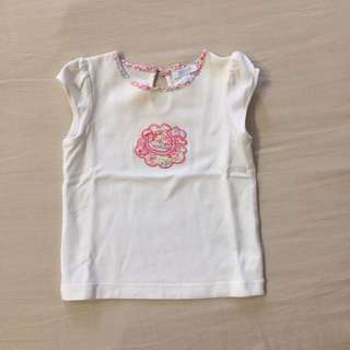 Jacadi 12M 花朵白t
