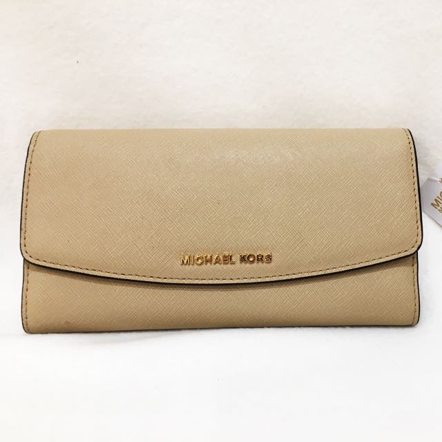MICHAEL KORS AVA 32T6GAVF3L BISQUE LG TRIFOLD WALLET LEATHER