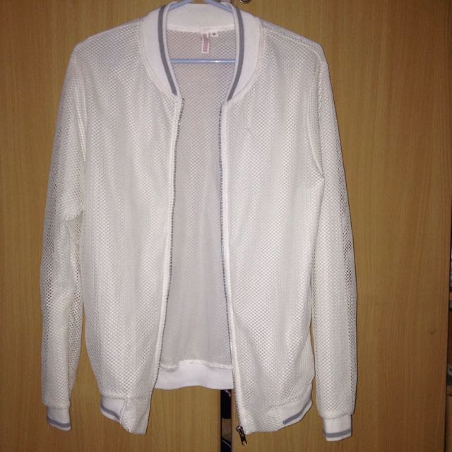 white fishnet jacket