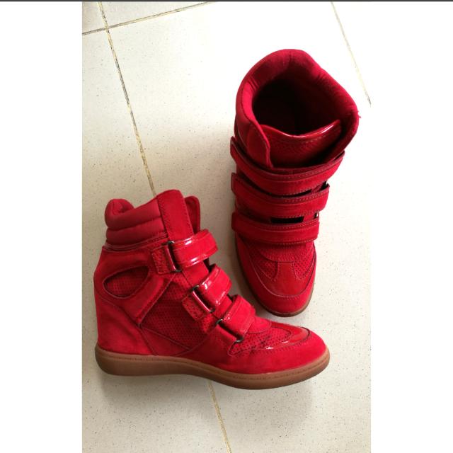 aldo red sneaker wedges