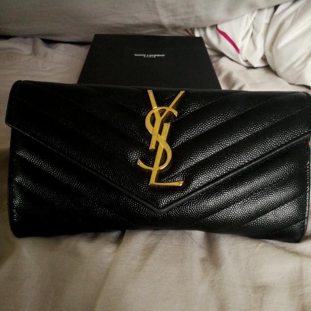 YSL long wallet black, Women's Fashion, Bags & Wallets, Wallets & Card