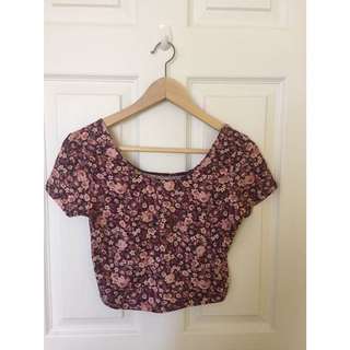 Garage Brand Floral Boat Neck Crop Top