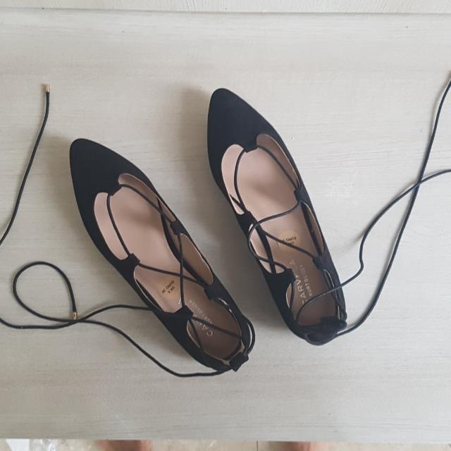 Carvela Kurt Geiger Lucky Black Lace Up Flats