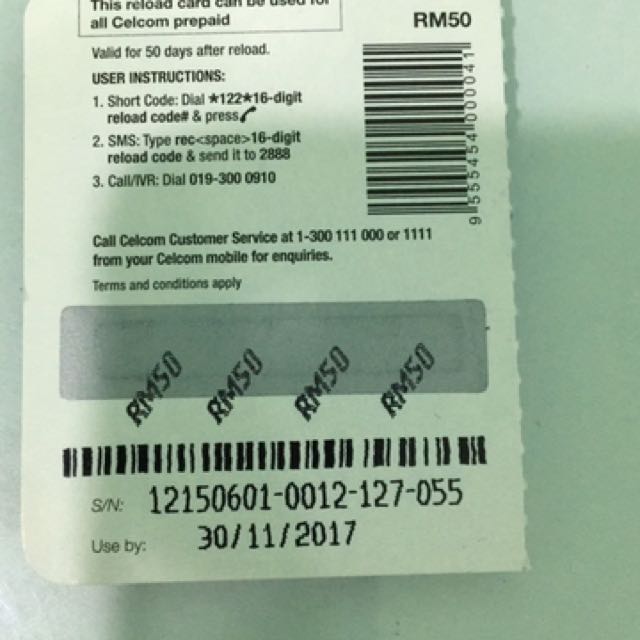 Celcom Prepaid Card Rm30 Rm50 Everything Else Others On Carousell
