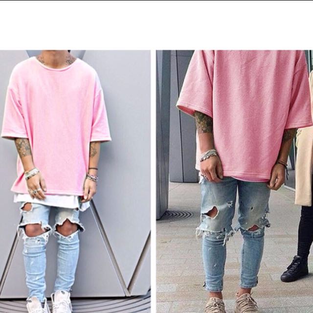Oversized Korean Men'S Pink Tee, Men'S Fashion, Tops & Sets, Tshirts & Polo  Shirts On Carousell