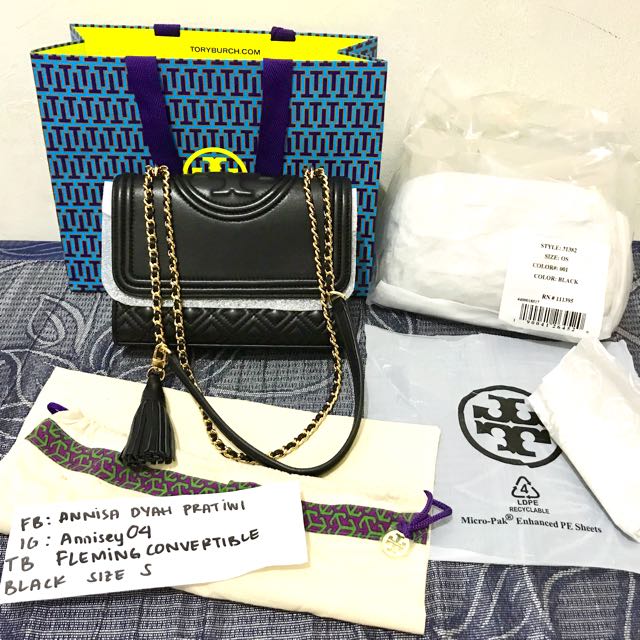 Preloved Tory Burch Fleming Convertible Black Size Small Luxury Bags Wallets On Carousell