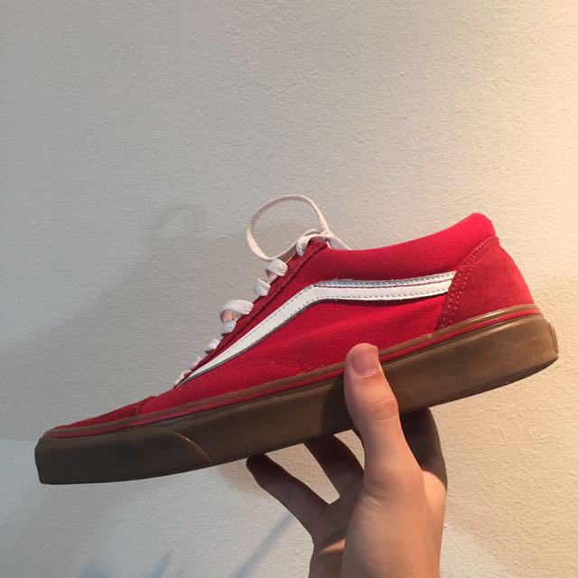 vans old skool gum sole red