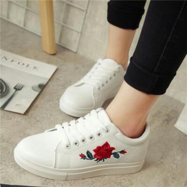 white shoes with flowers