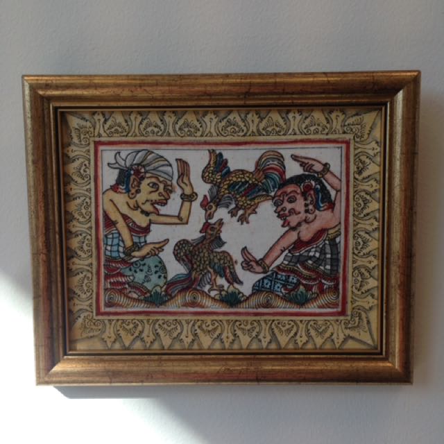 Framed Old Style Balinese Painting Design Craft Art Prints On Photo