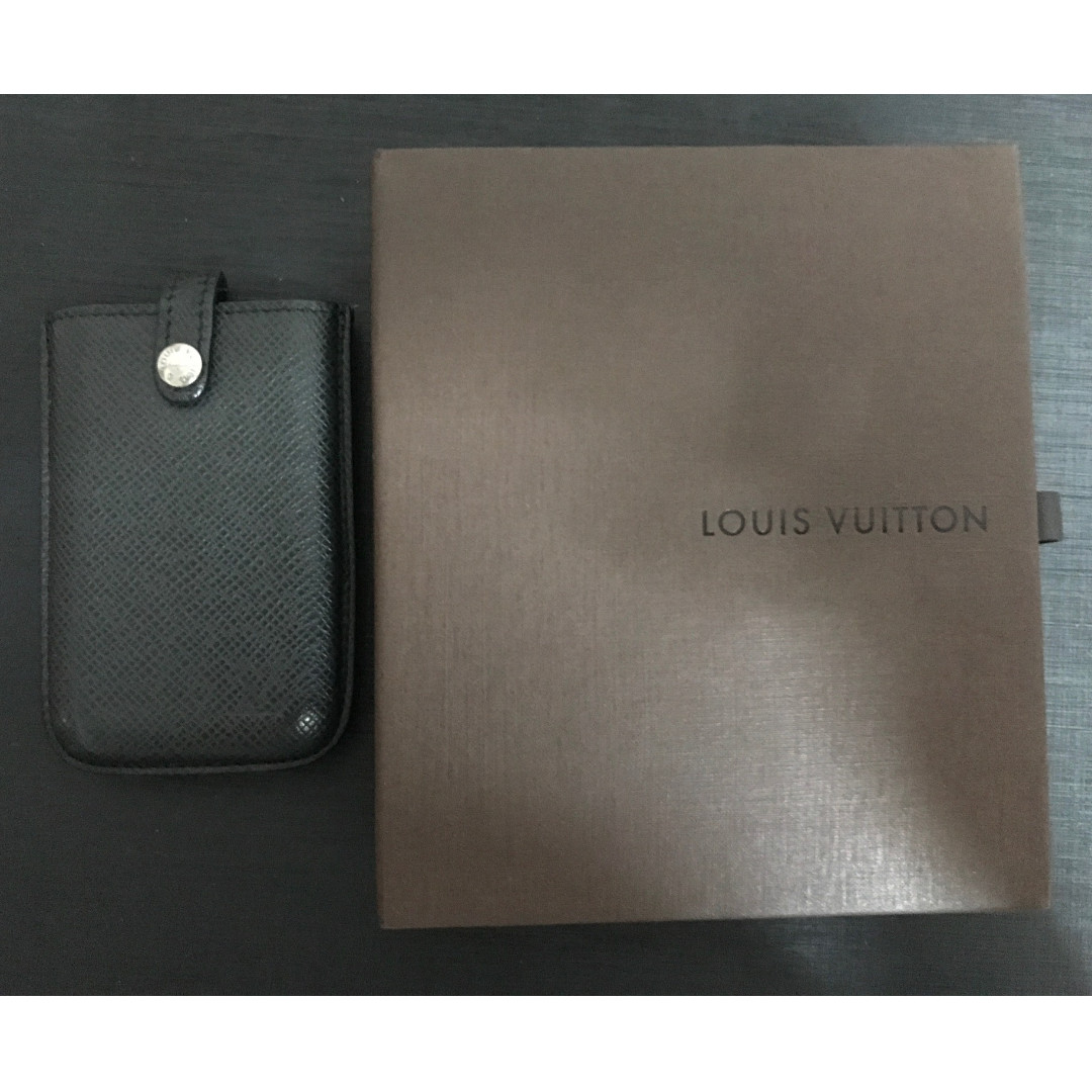 Auth LOUIS VUITTON Taiga Porte Cartes Double Card Holder Noir M32730  #S408129