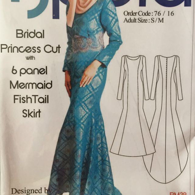 Pola Jahitan Bridal Princess Cut Fish Tail Design Craft Craft Supplies Tools On Carousell