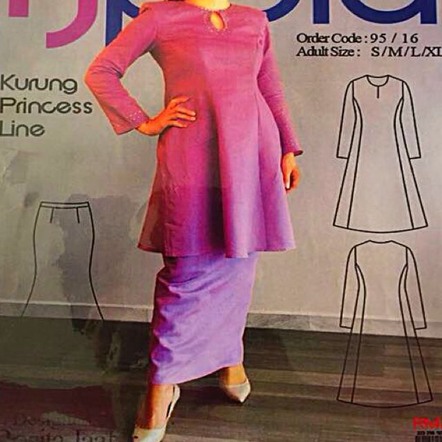 Template Pola Jahitan Kurung Princess Line Design Craft Craft Supplies Tools On Carousell