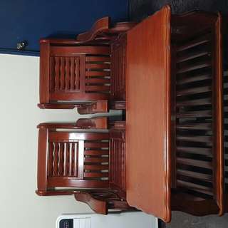 Wooden Coffee Table + 2 Chairs